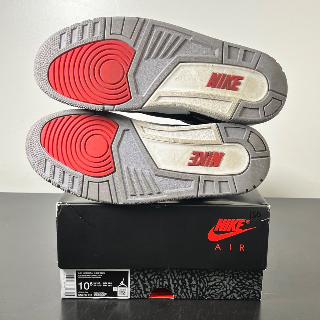 Jordan 3 Retro OG Black Cement (2024) 10.5 (Moderately Worn Pre-Owned)JordanBlack/Fire Red/Cement Grey/Sail - Image 6