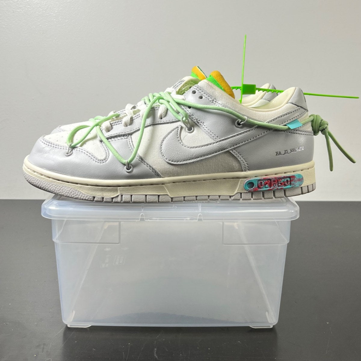 Nike Dunk Low Off-White Lot 7 10.5 (Lightly Worn Pre-Owned)NikeSail/Neutral Grey-Vapor Green - Image 3