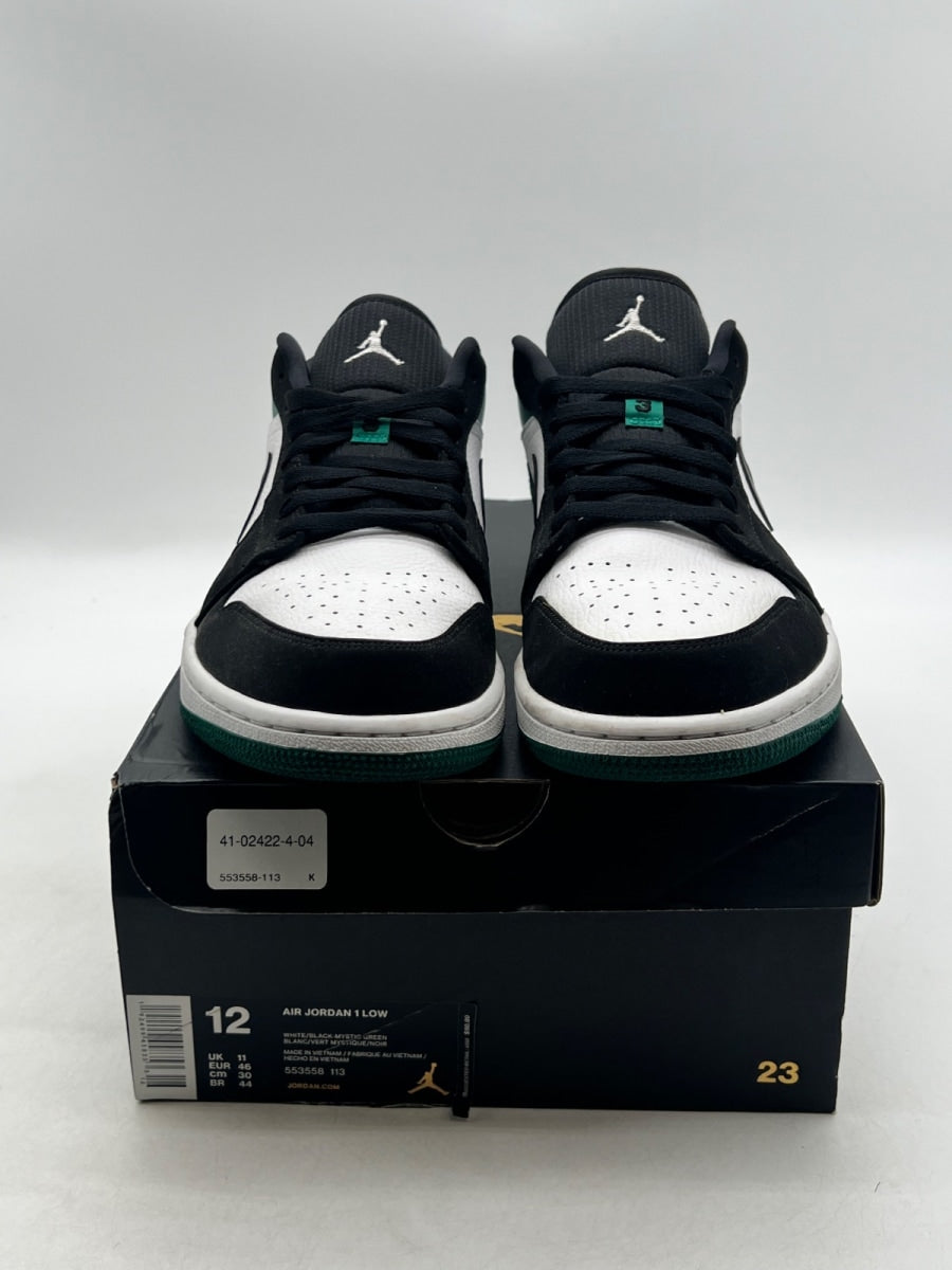 Jordan 1 Low White Black Mystic Green 12 (Lightly Worn Pre-Owned)JordanWhite/Black-Mystic Green - Image 2