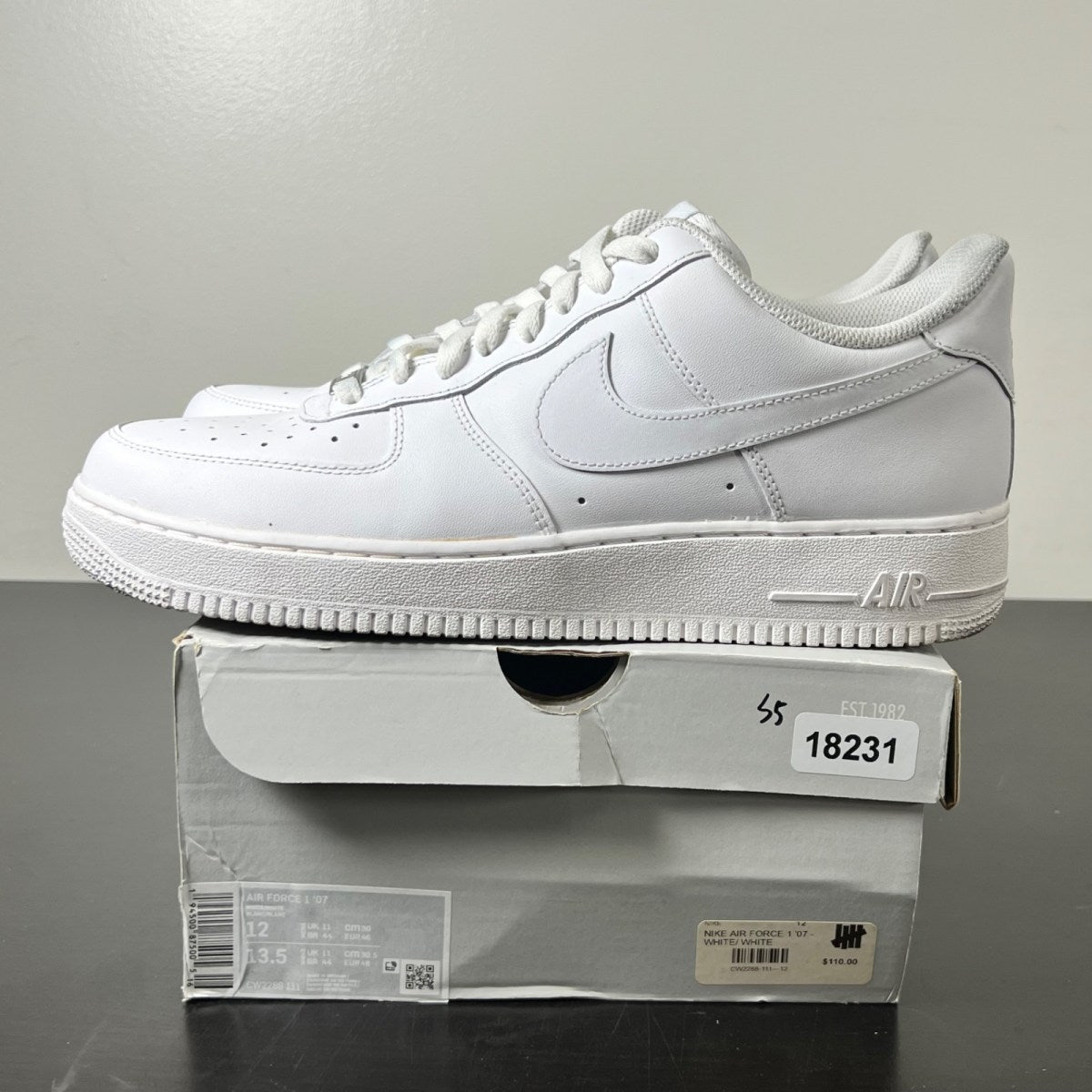 Nike Air Force 1 Low '07 White 12 (Moderately Worn Pre-Owned)NikeWhite/White - Image 3