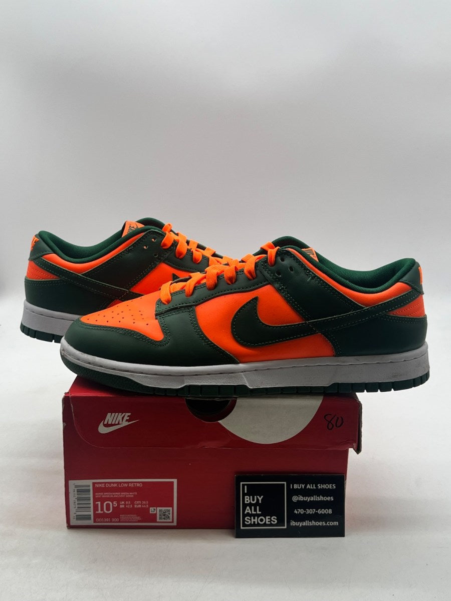 Nike Dunk Low Retro Miami Hurricanes 10.5 (Lightly Worn Pre-Owned) - Image 1