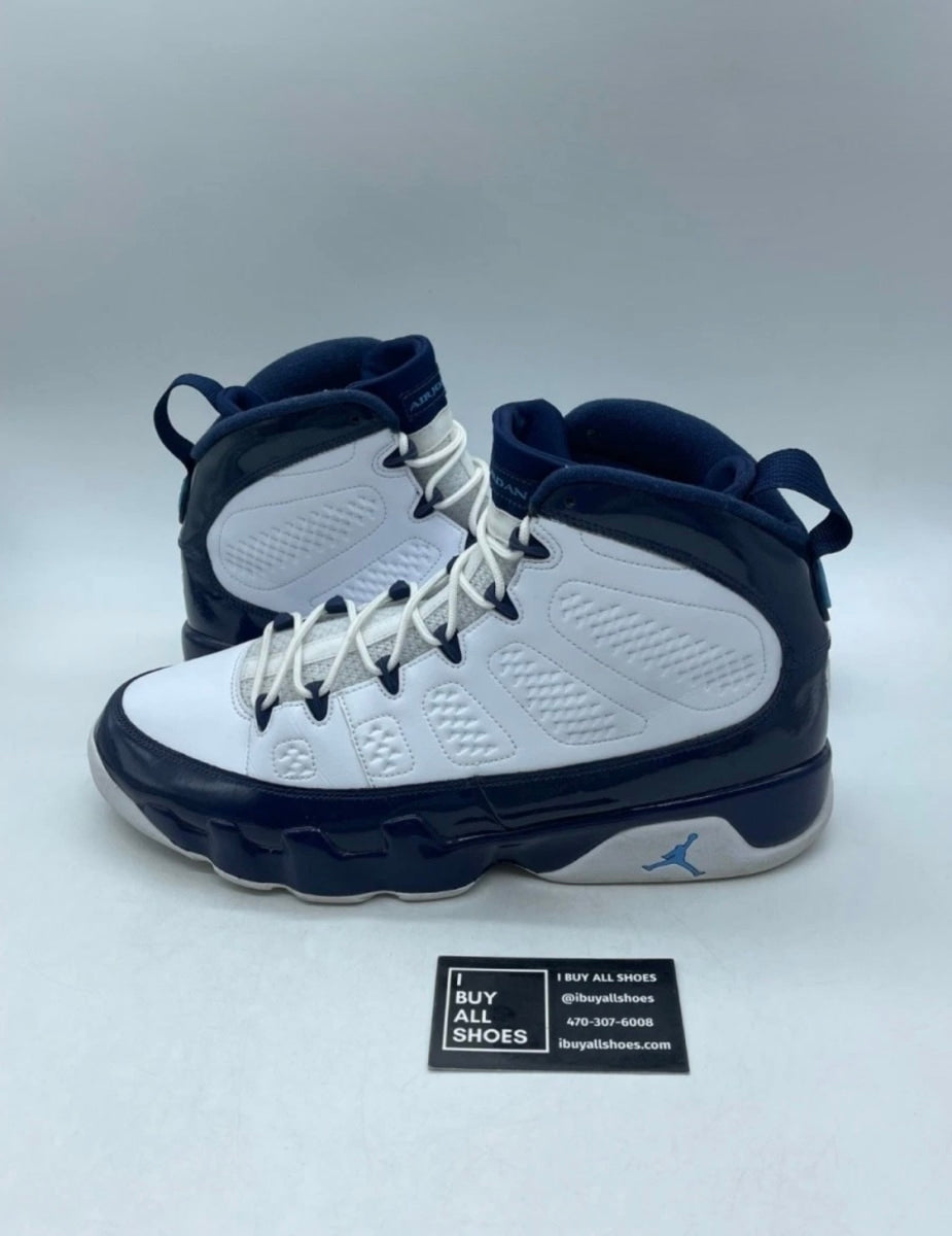 Jordan 9 Retro Pearl Blue 13 (Moderately Worn Pre-Owned)JordanWhite/University Blue-Midnight Navy - Image 1