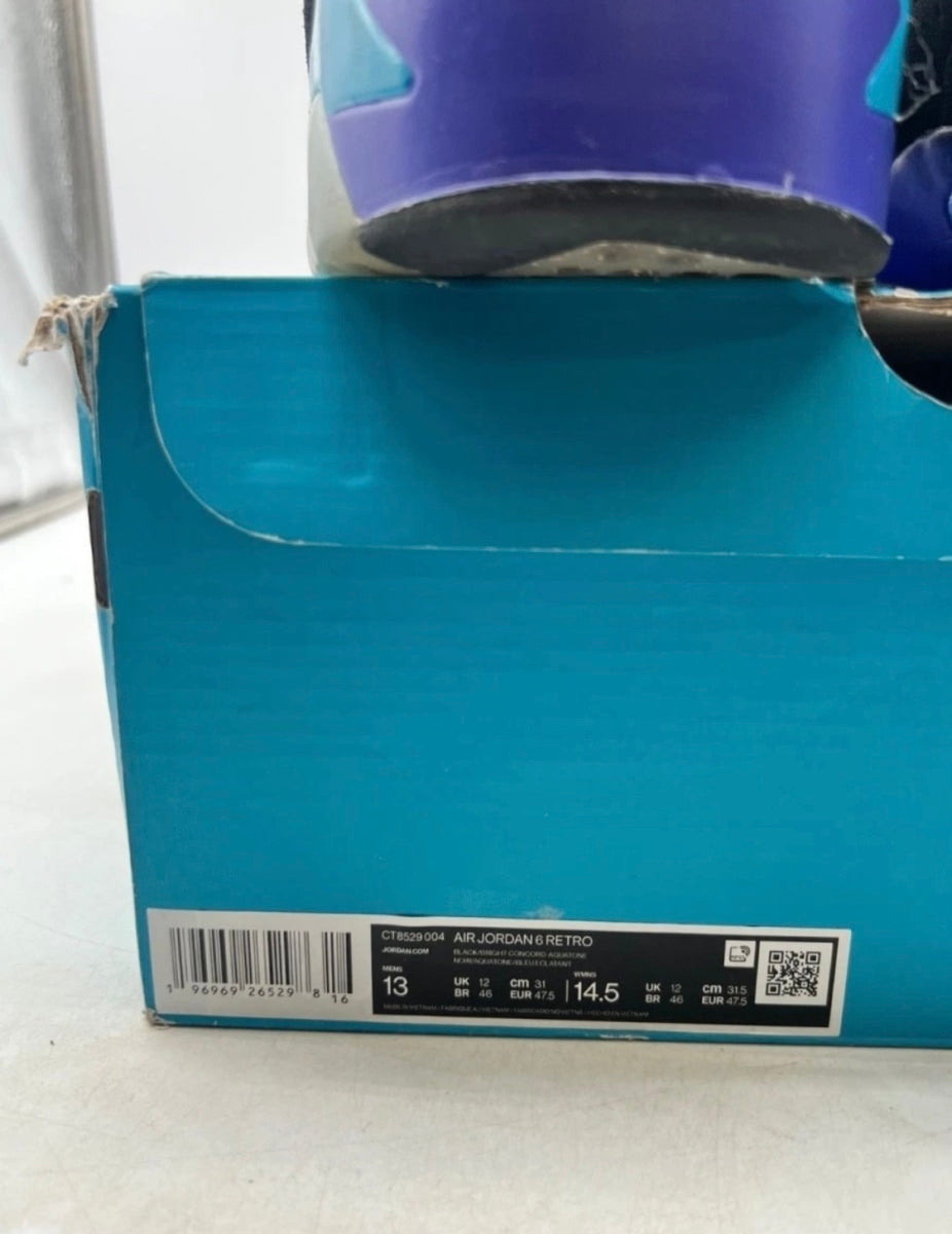 Jordan 6 Retro Aqua 13 (Moderately Worn Pre-Owned)JordanBlack/Bright Concord/Aquatone - Image 4