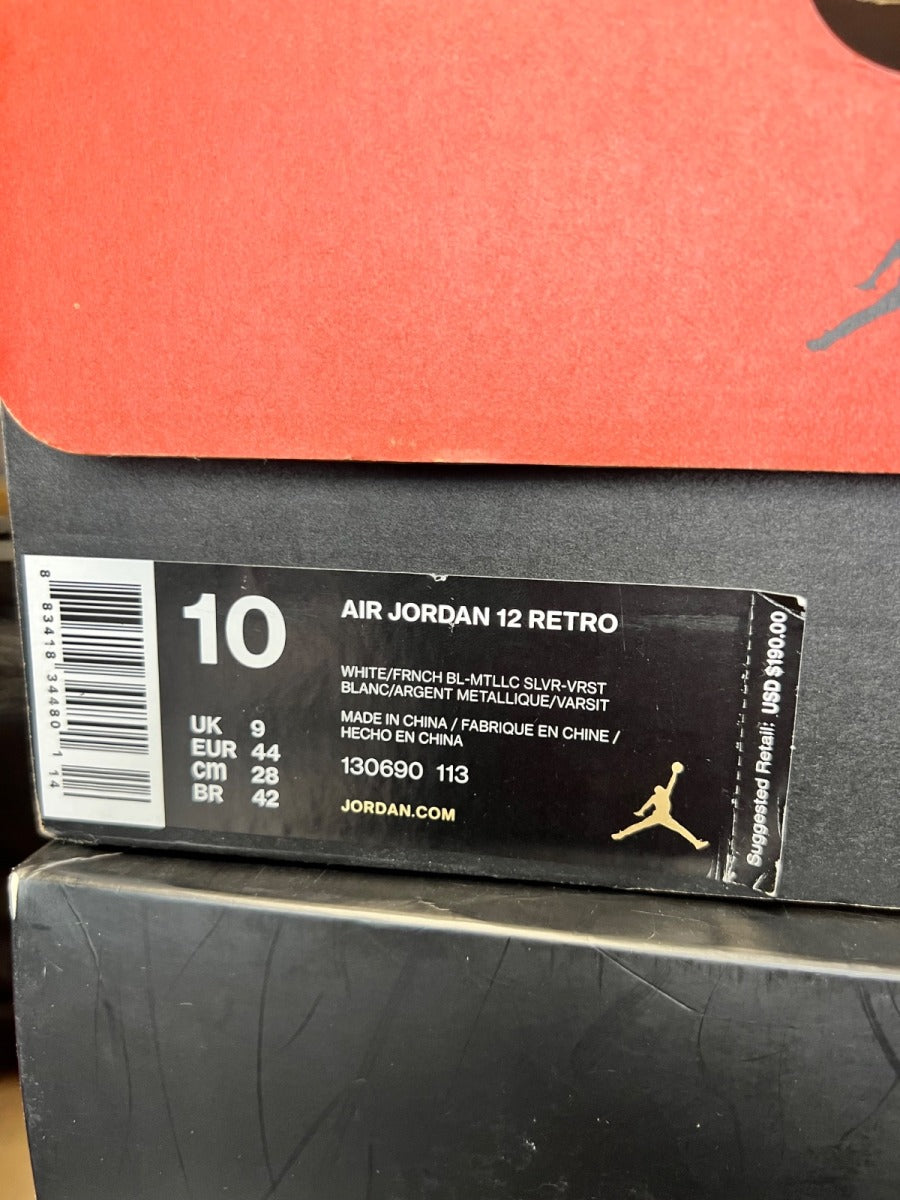 Jordan 12 Retro French Blue (2016) 10 (Lightly Worn Pre-Owned)JordanWhite/French Blue-Metallic Silver-Varsity Red - Image 9