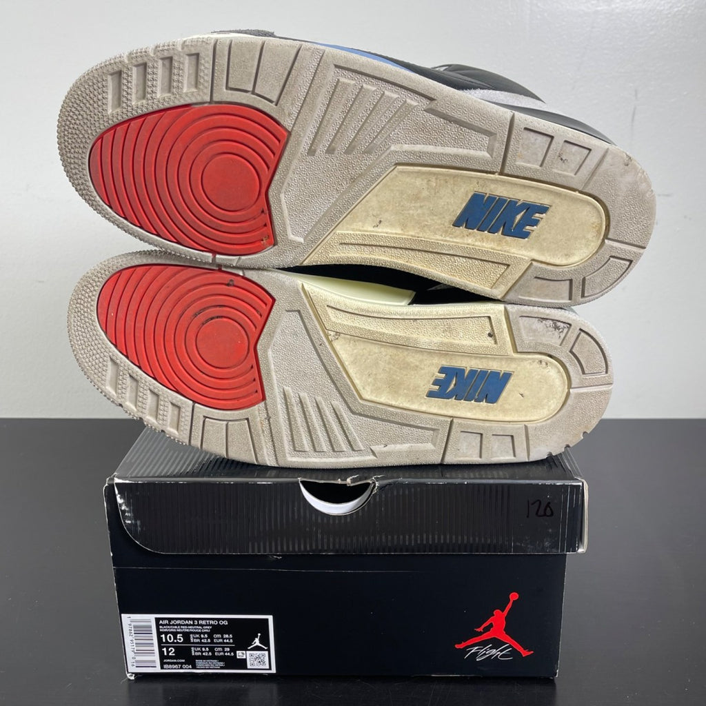 Jordan 3 Retro OG Rare Air 10.5 (Moderately Worn Pre-Owned)JordanBlack/Chile Red/Neutral Grey/Military Blue/Coconut Milk - Image 5