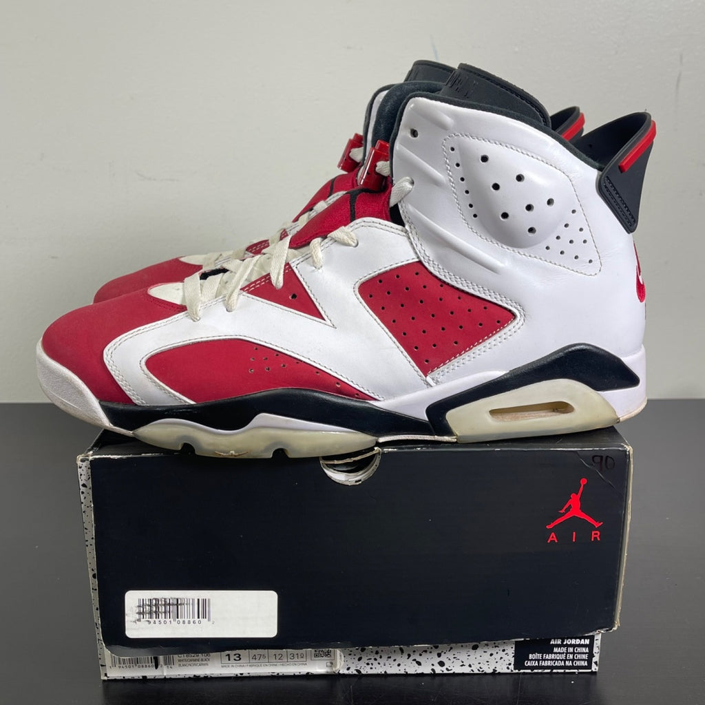Jordan 6 Retro Carmine (2021) 13 (Moderately Worn Pre-Owned)JordanWhite/Black-Carmine - Image 3