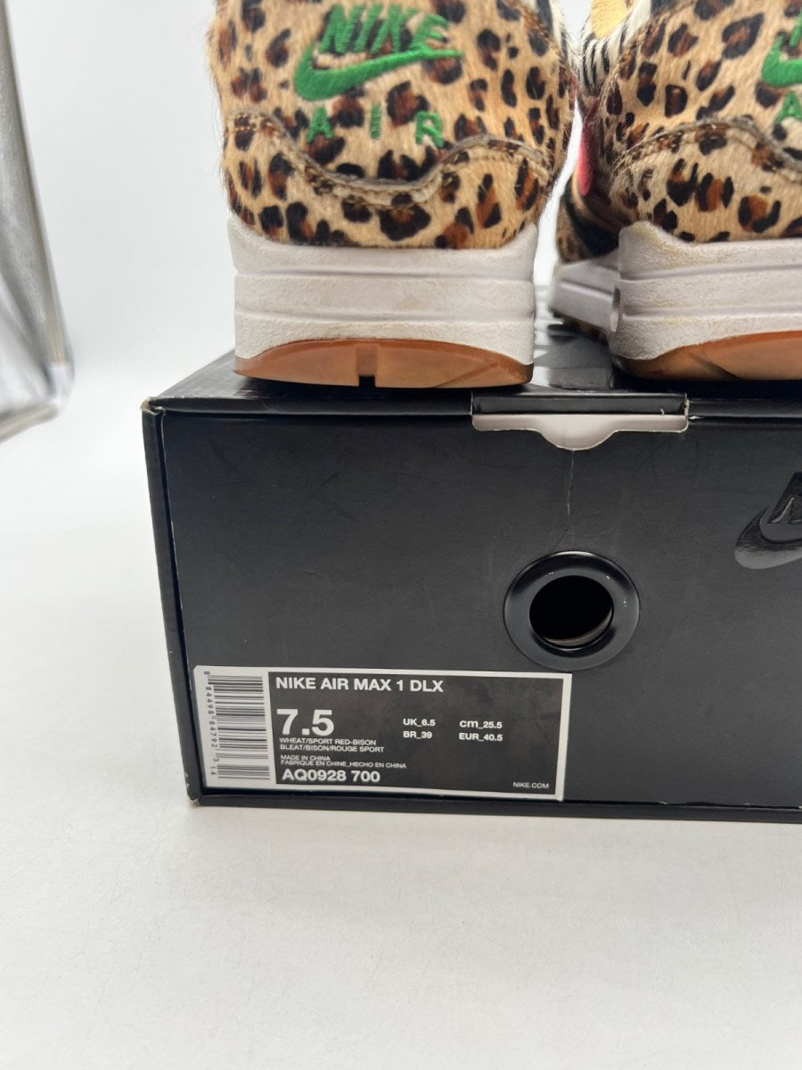 Nike Air Max 1 atmos Animal Pack 2.0 (All Black Box) (2018) 7.5 (Moderately Worn Pre-Owned)NikeWheat/Sport Red-Bison-Classic Green - Image 4
