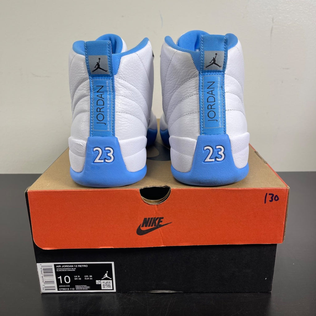 Jordan 12 Retro Melo (2025) 10 (Moderately Worn Pre-Owned)JordanWhite/University Blue/Metallic Silver - Image 4