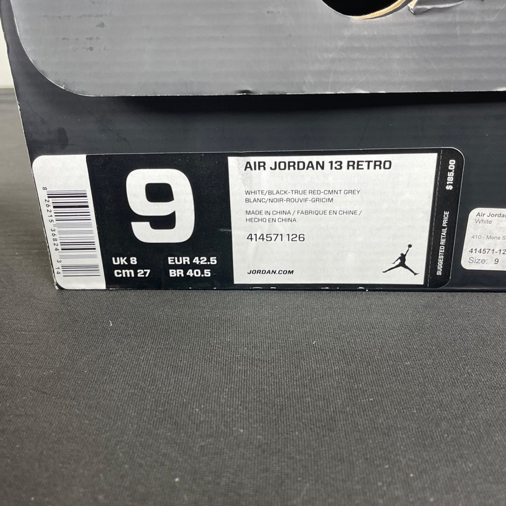 Jordan 13 Retro Grey Toe (2014) 9 (Moderately Worn Pre-Owned)JordanWhite/Black-True Red-Cement Grey - Image 7