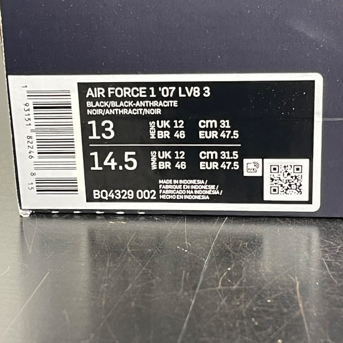 Nike Air Force 1 Low Black Anthracite 13 (Moderately Worn Pre-Owned)NikeBlack/Black-Anthracite - Image 7