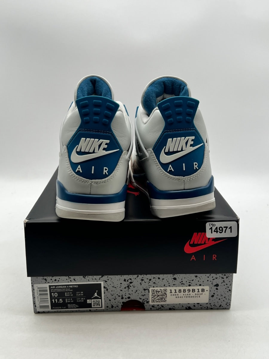 Jordan 4 Retro Military Blue (2024) 10 (Moderately Worn Pre-Owned)JordanOff-White/Military Blue/Neutral Grey - Image 3