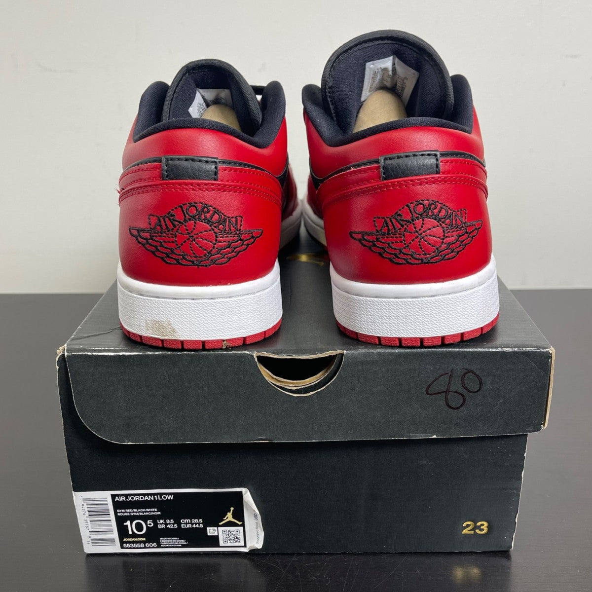 Jordan 1 Low Reverse Bred 10.5 (Moderately Worn Pre-Owned)JordanGym Red/Black-Gym Red-White - Image 4