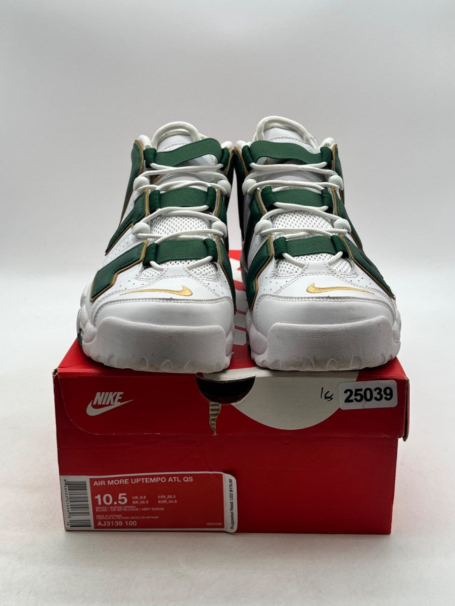 Nike Air More Uptempo Atlanta 10.5 (Lightly Worn Pre-Owned)NikeWhite/Gorge Green-Metallic Gold - Image 2