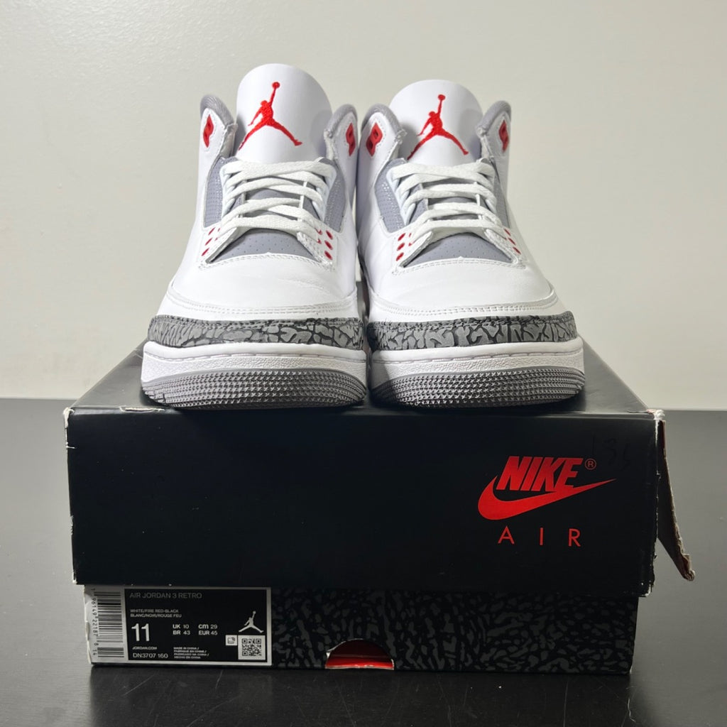 Jordan 3 Retro Fire Red (2022) 11 (Lightly Worn Pre-Owned)JordanWhite/Fire Red/Cement Grey/Black - Image 2