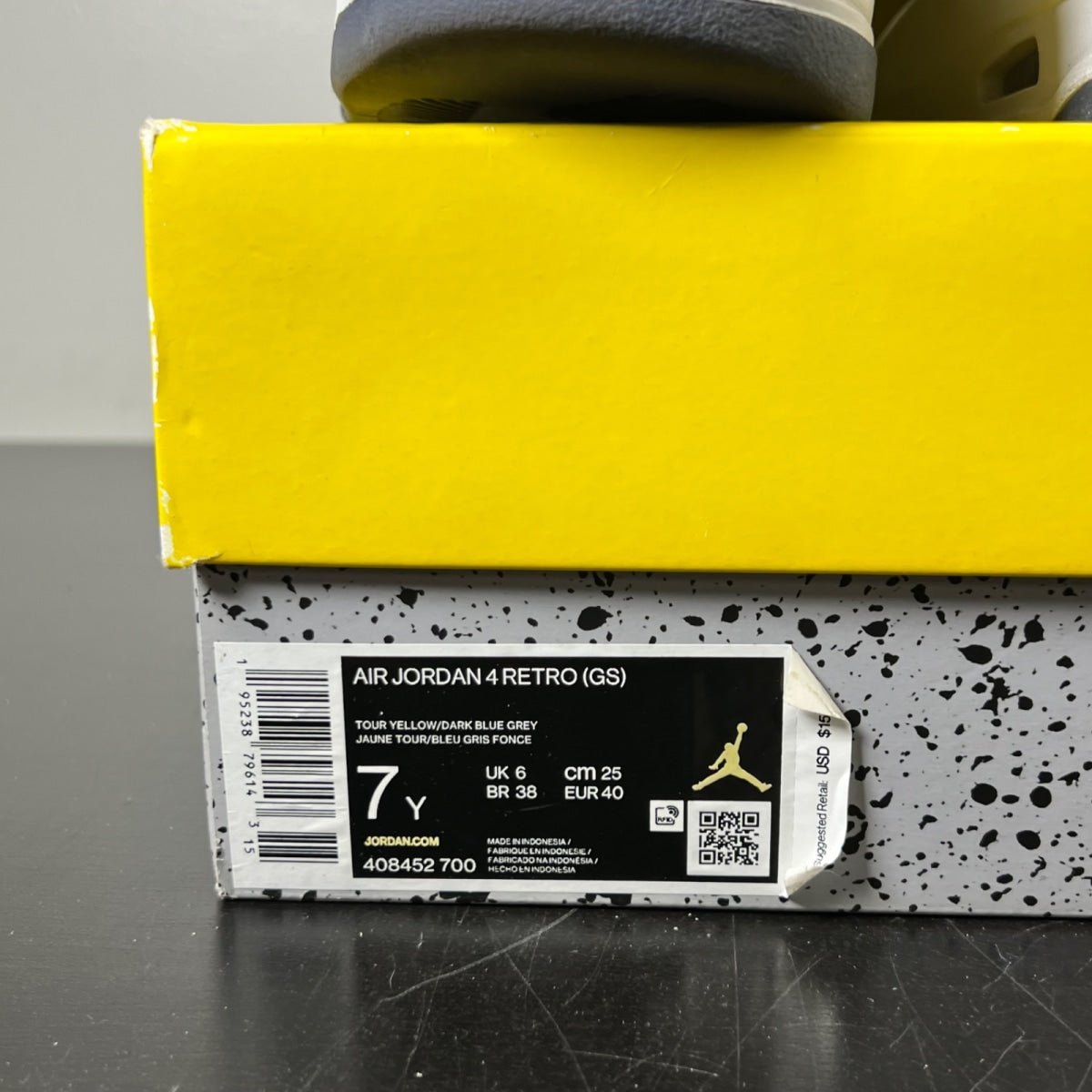 Jordan 4 Retro Lightning (2021) (GS) 7Y (Lightly Worn Pre-Owned)JordanTour Yellow/White-Dark Blue Grey - Image 5
