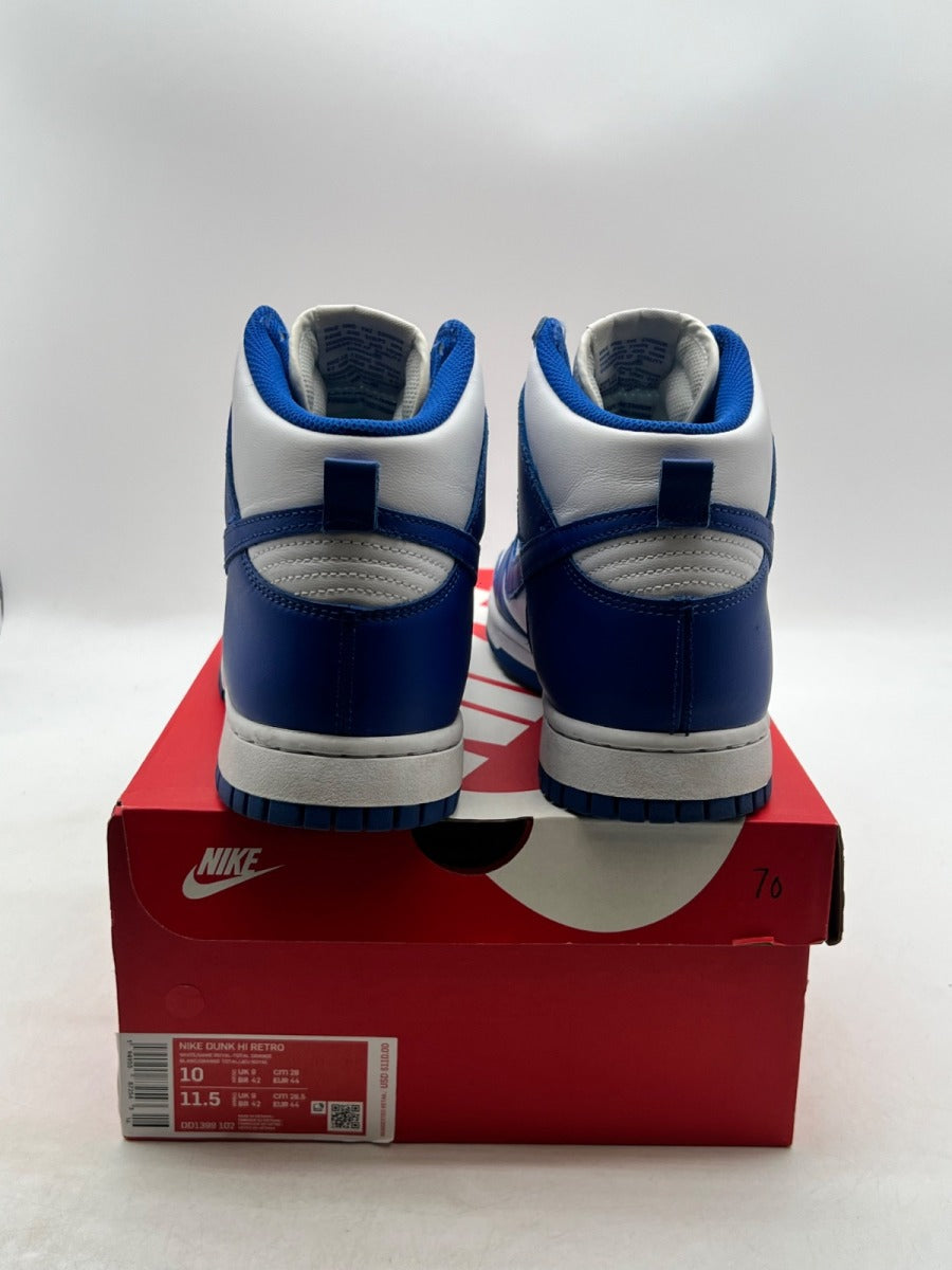 Nike Dunk High Game Royal 10 (Moderately Worn Pre-Owned)NikeWhite/Game Royal-Total Orange - Image 3