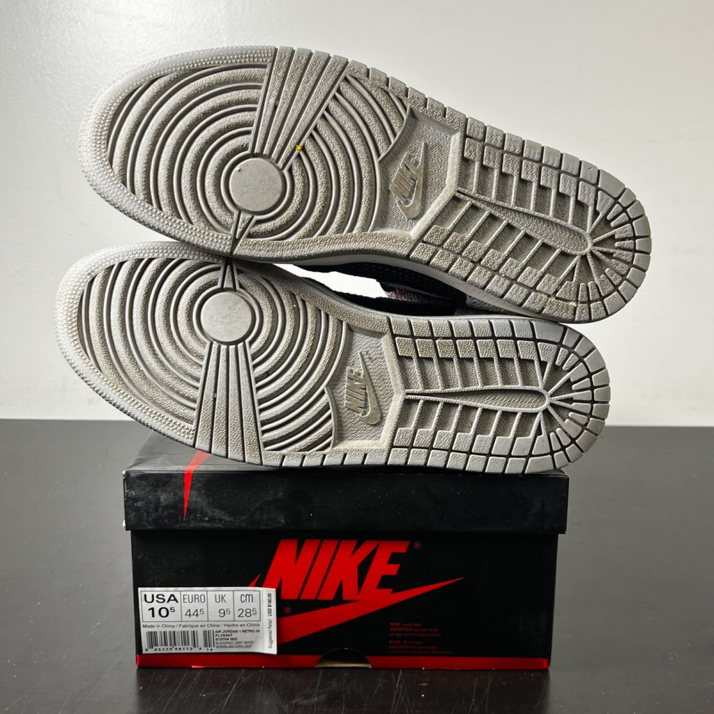 Jordan 1 Retro High Flyknit Shadow 10.5 (Lightly Worn Pre-Owned)JordanBlack/Wolf Grey-White - Image 5