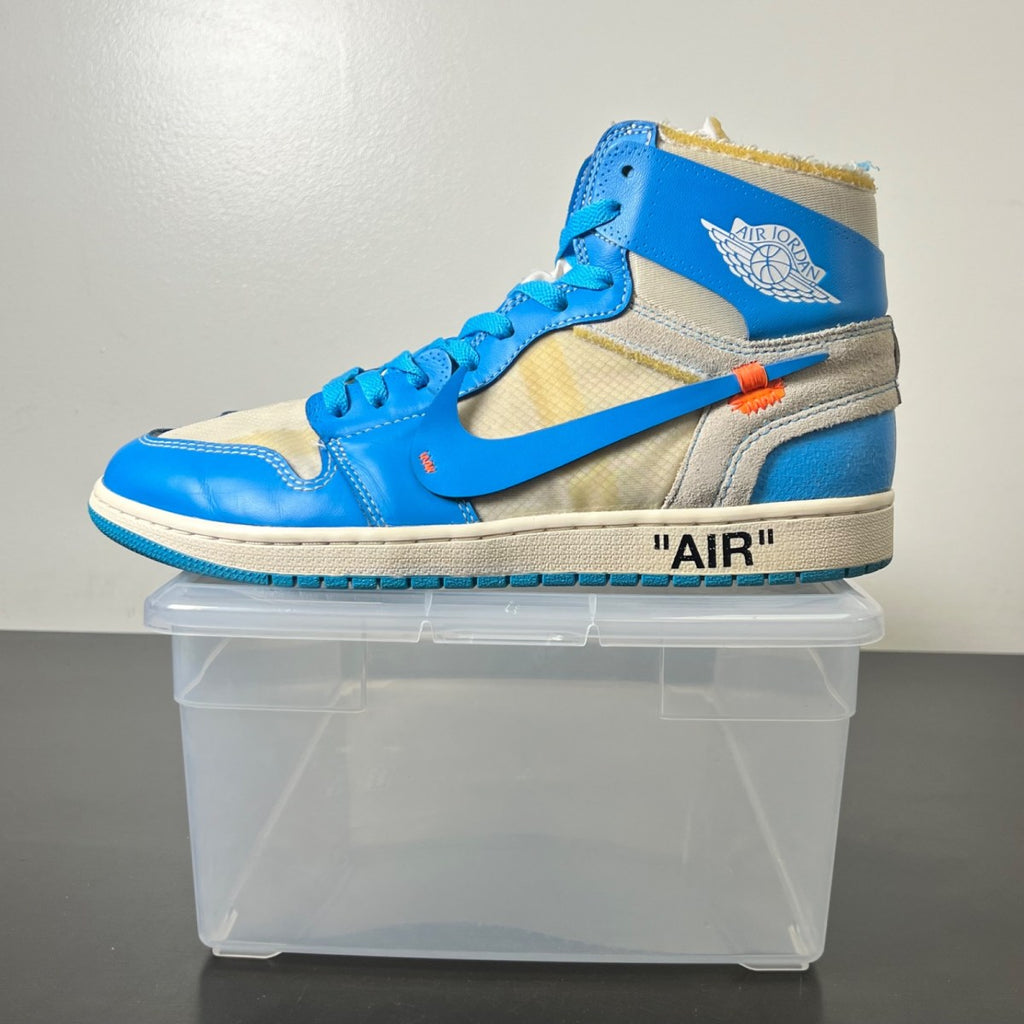 Jordan 1 Retro High Off-White University Blue 10.5 (Moderately Worn Pre-Owned)JordanWhite/Dark Powder Blue-Cone - Image 3