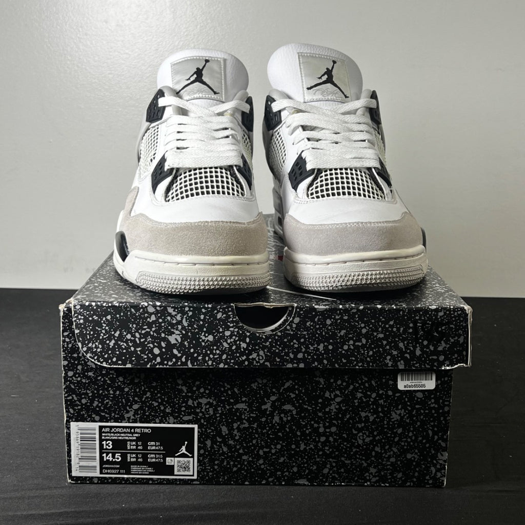 Jordan 4 Retro Military Black 13 (Lightly Worn Pre-Owned)JordanWhite/Black-Neutral Grey - Image 2