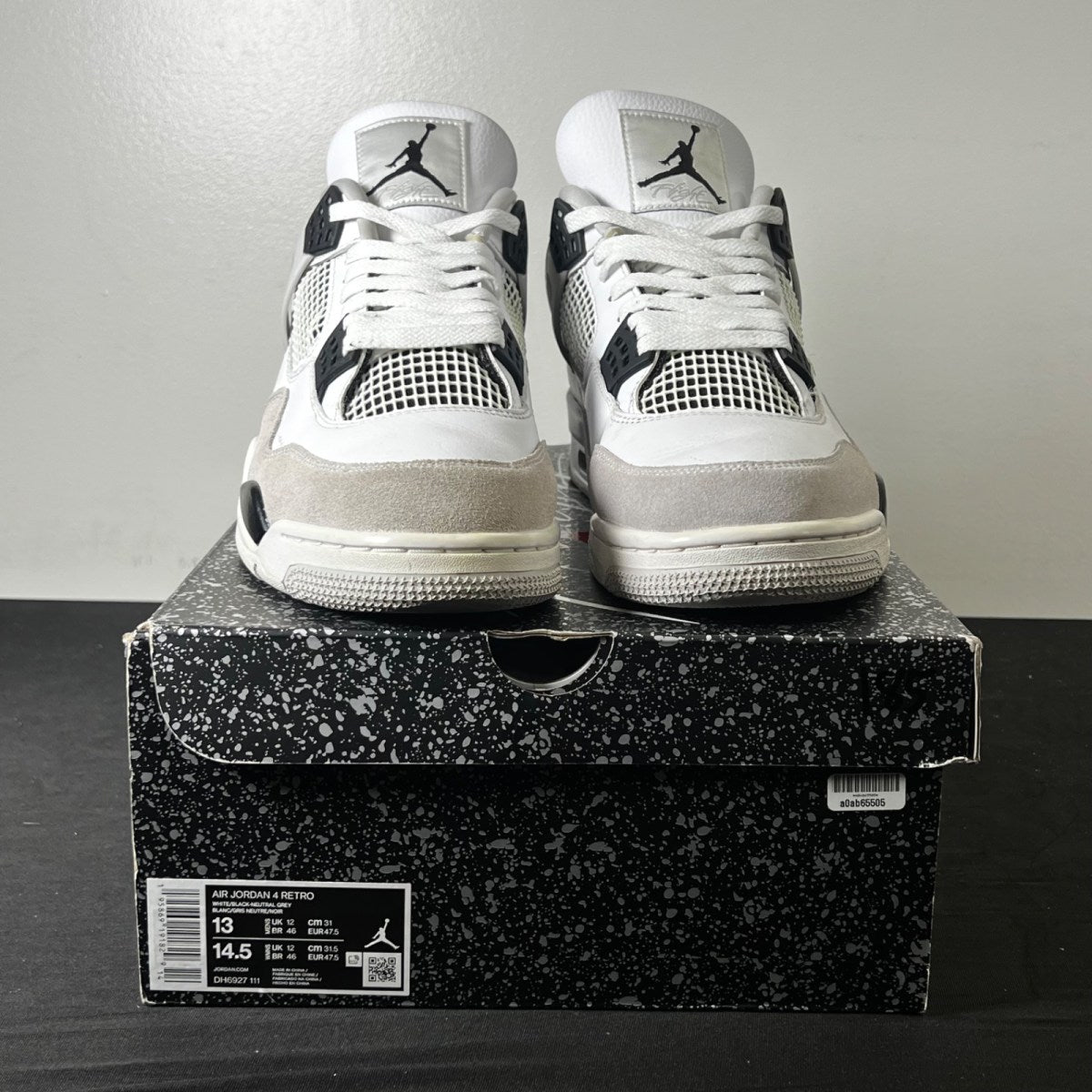Jordan 4 Retro Military Black 13 (Lightly Worn Pre-Owned)JordanWhite/Black-Neutral Grey - Image 2