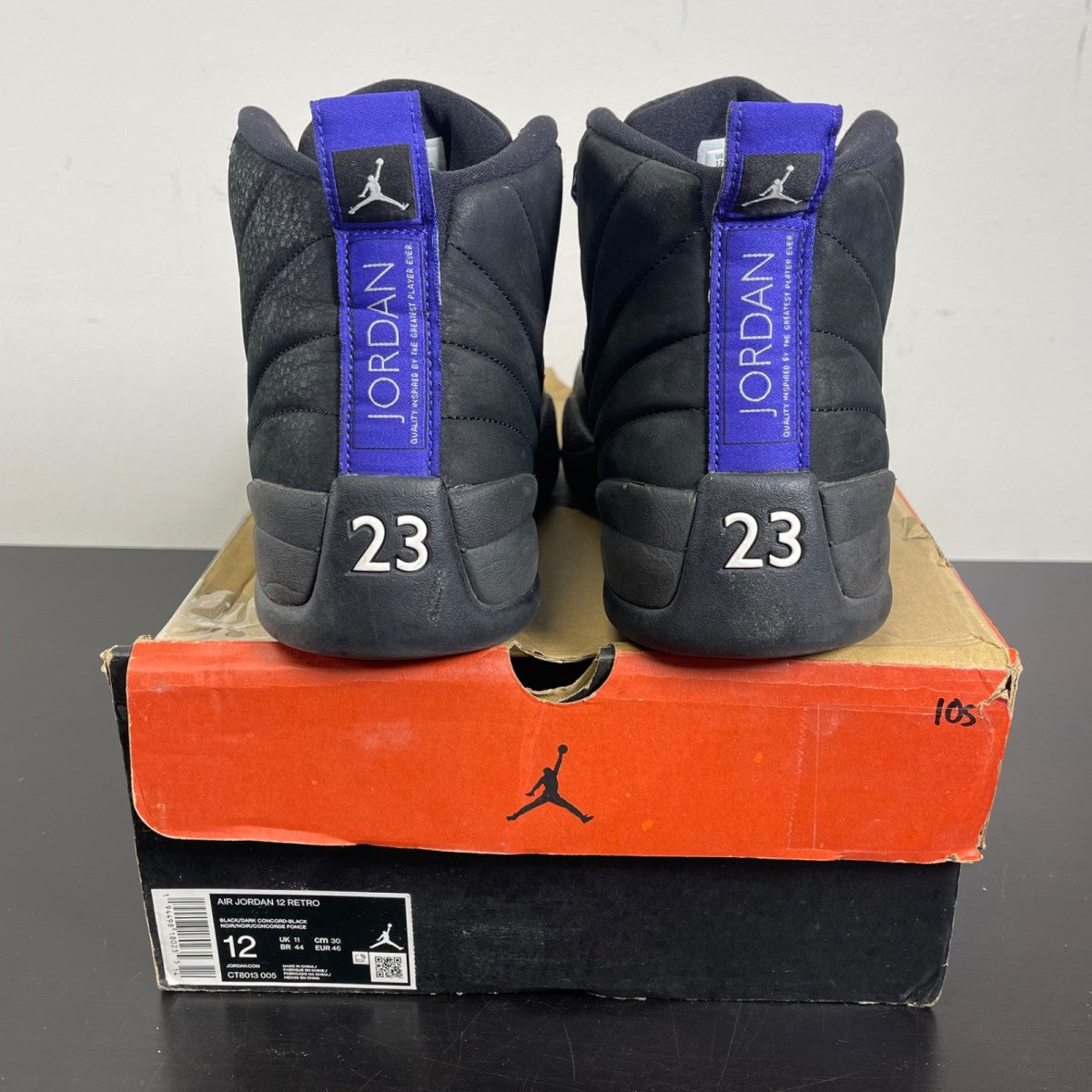 Jordan 12 Retro Black Dark Concord 12 (Moderately Worn Pre-Owned)JordanBlack/Black-Dark Concord - Image 4