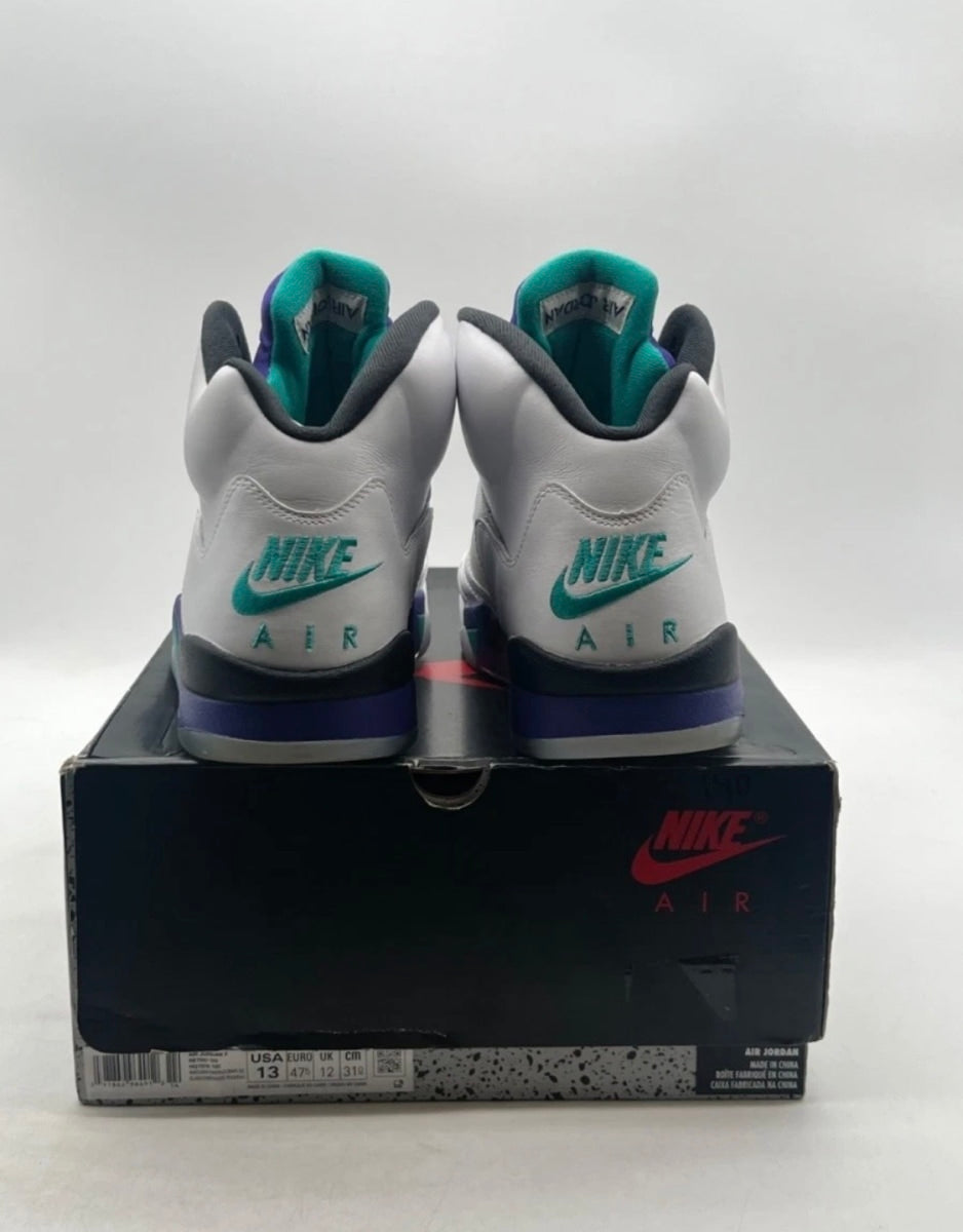 Jordan 5 Retro Grape (2025) 13 (Moderately Worn Pre-Owned)JordanWhite/Grape Ice-New Emerald - Image 5