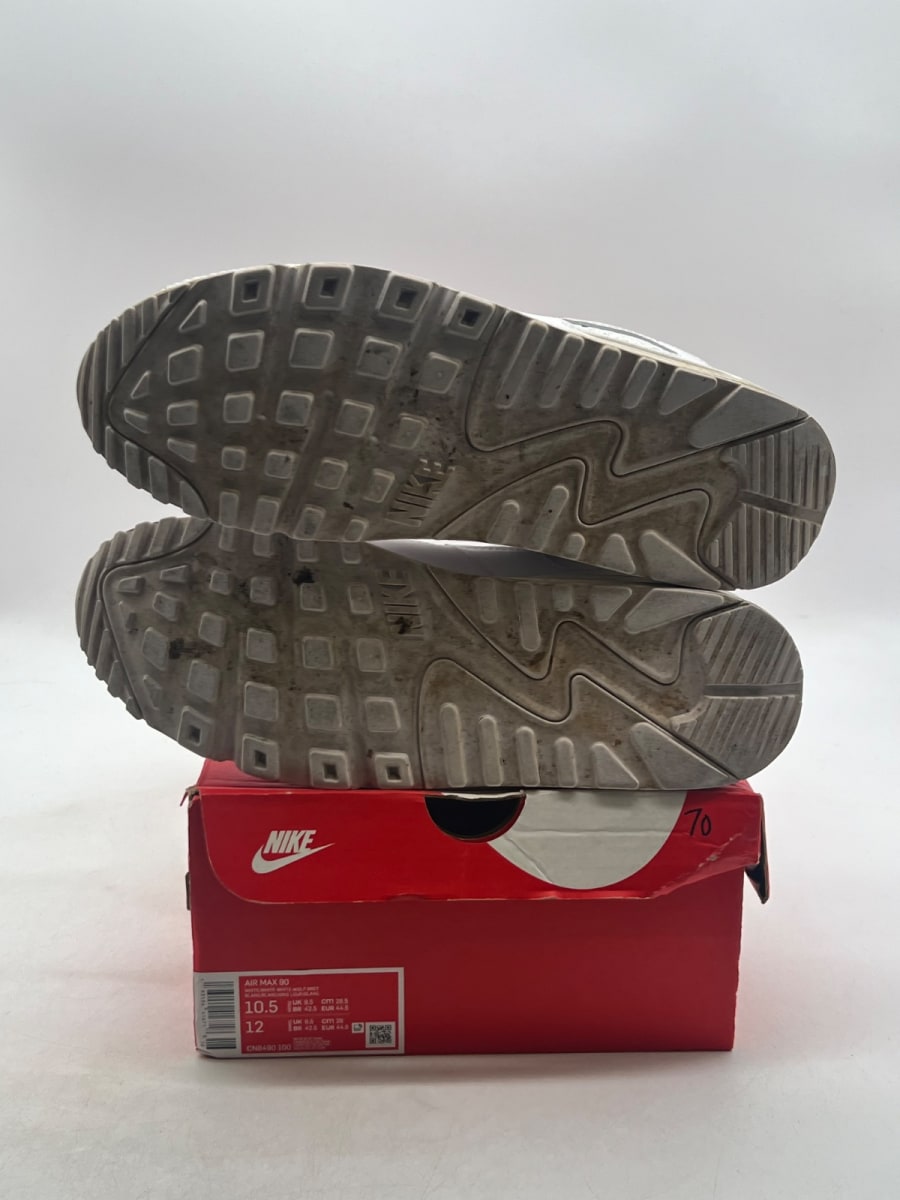 Nike Air Max 90 Recraft Triple White 10.5 (Moderately Worn Pre-Owned) - Image 8