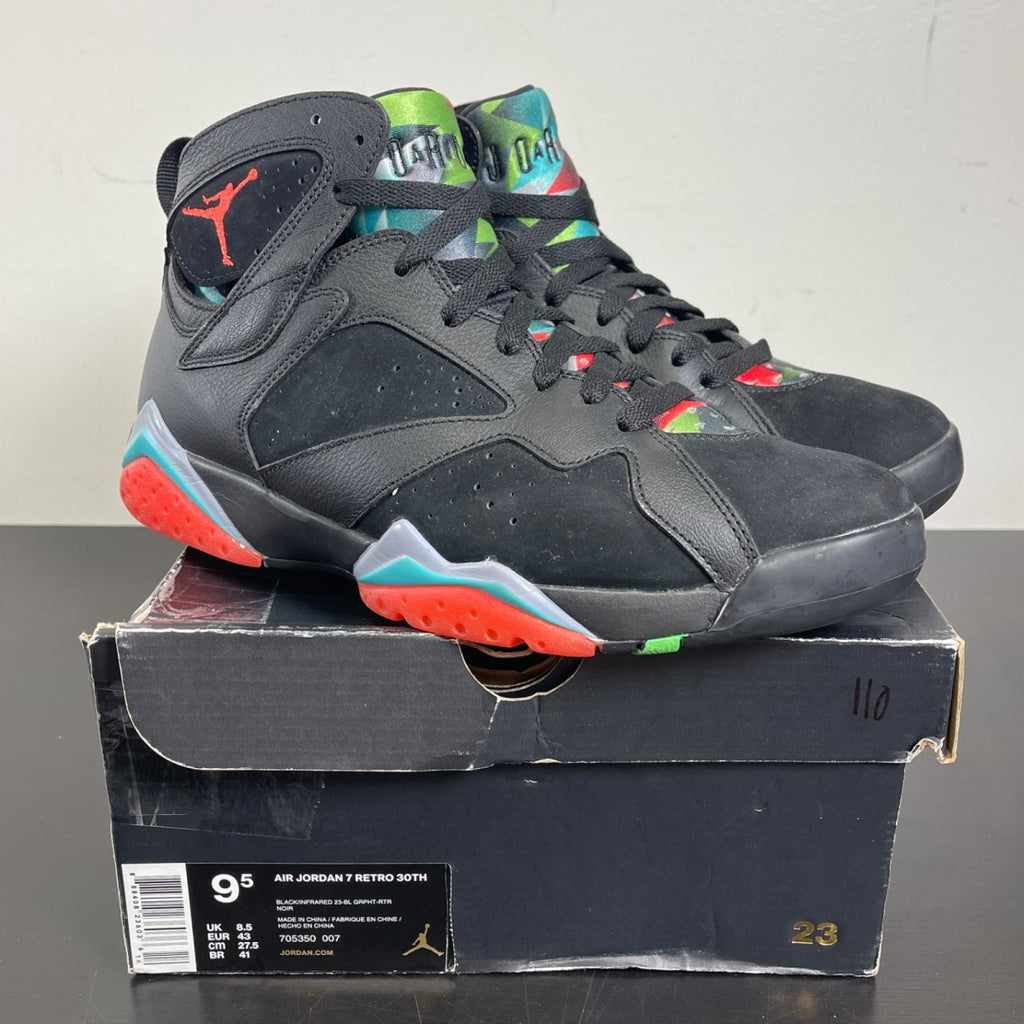 Jordan 7 Retro Barcelona Nights 9.5 (Moderately Worn Pre-Owned)JordanBlack/Blue Graphite-Retro-Infrared 23 - Image 1