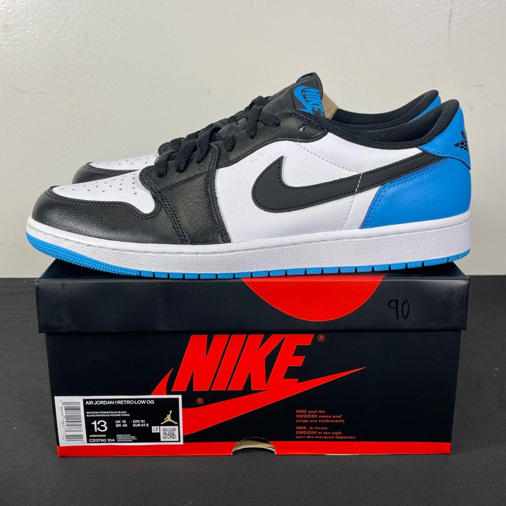 Jordan 1 Retro Low OG Black Dark Powder Blue 13 (Moderately Worn Pre-Owned)JordanWhite/Dark Powder Blue/Black - Image 3