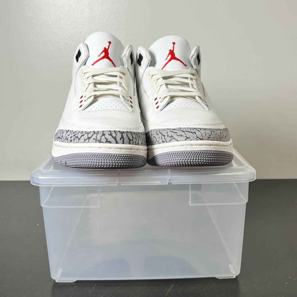 Jordan 3 Retro White Cement Reimagined 11 (Lightly Worn Pre-Owned)JordanSummit White/Fire Red/Black/Cement Grey - Image 2