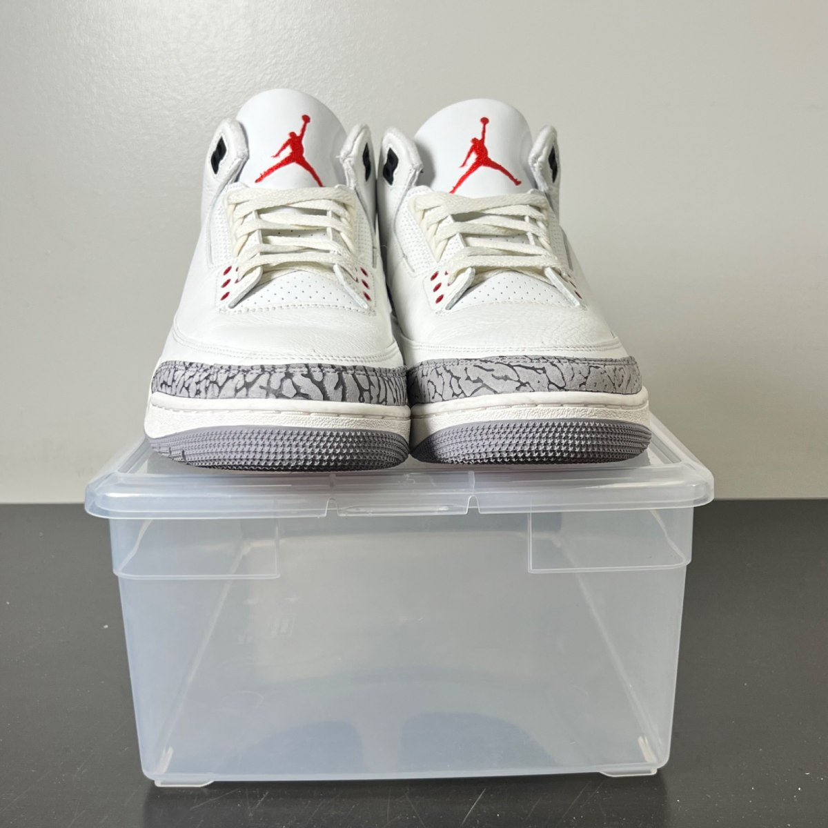 Jordan 3 Retro White Cement Reimagined 11 (Lightly Worn Pre-Owned)JordanSummit White/Fire Red/Black/Cement Grey - Image 2