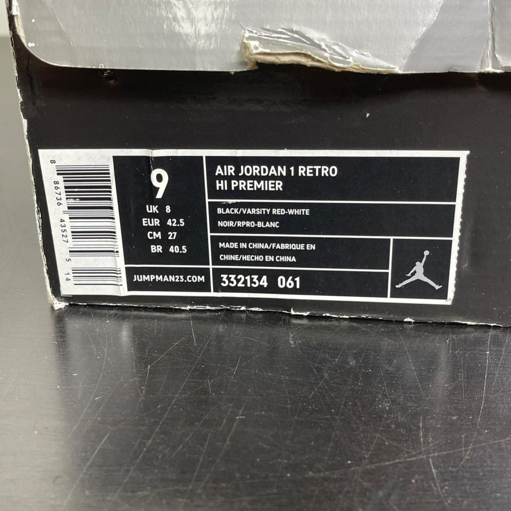 Jordan 1 Retro Premier Laser 9 (Moderately Worn Pre-Owned)JordanBlack/Varsity Red-White - Image 7