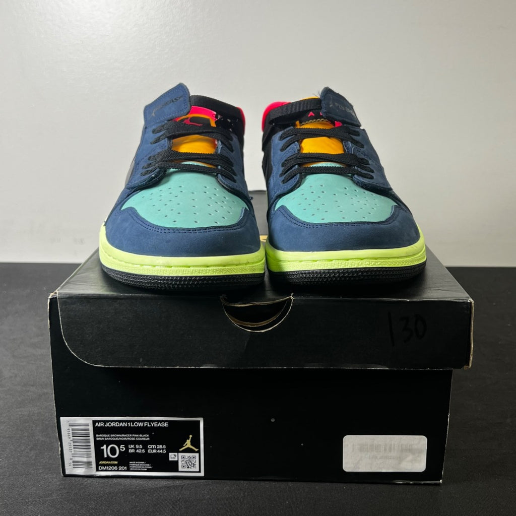 Jordan 1 Low FlyEase Bio Hack 10.5 (Lightly Worn Pre-Owned)JordanBaroque Brown/Black/Laser Orange/Racer Pink - Image 2