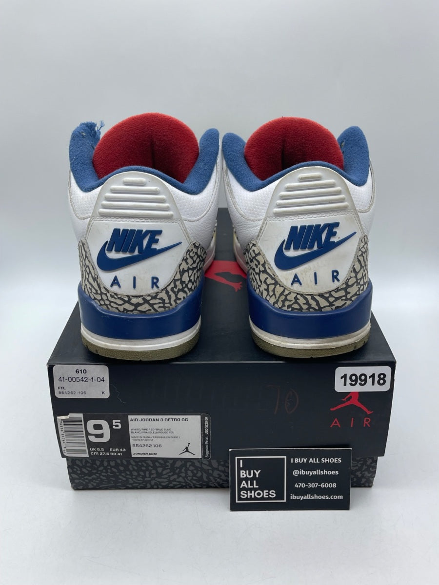 Jordan 3 Retro True Blue (2016) 9.5 (Heavily Worn Pre-Owned) - Image 3