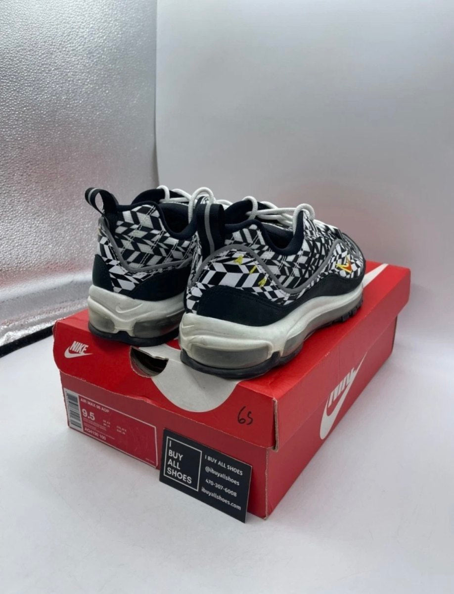 Nike Air Max 98 AOP Black 9.5 (Lightly Worn Pre-Owned)NikeWhite/Team Orange-Black - Image 5