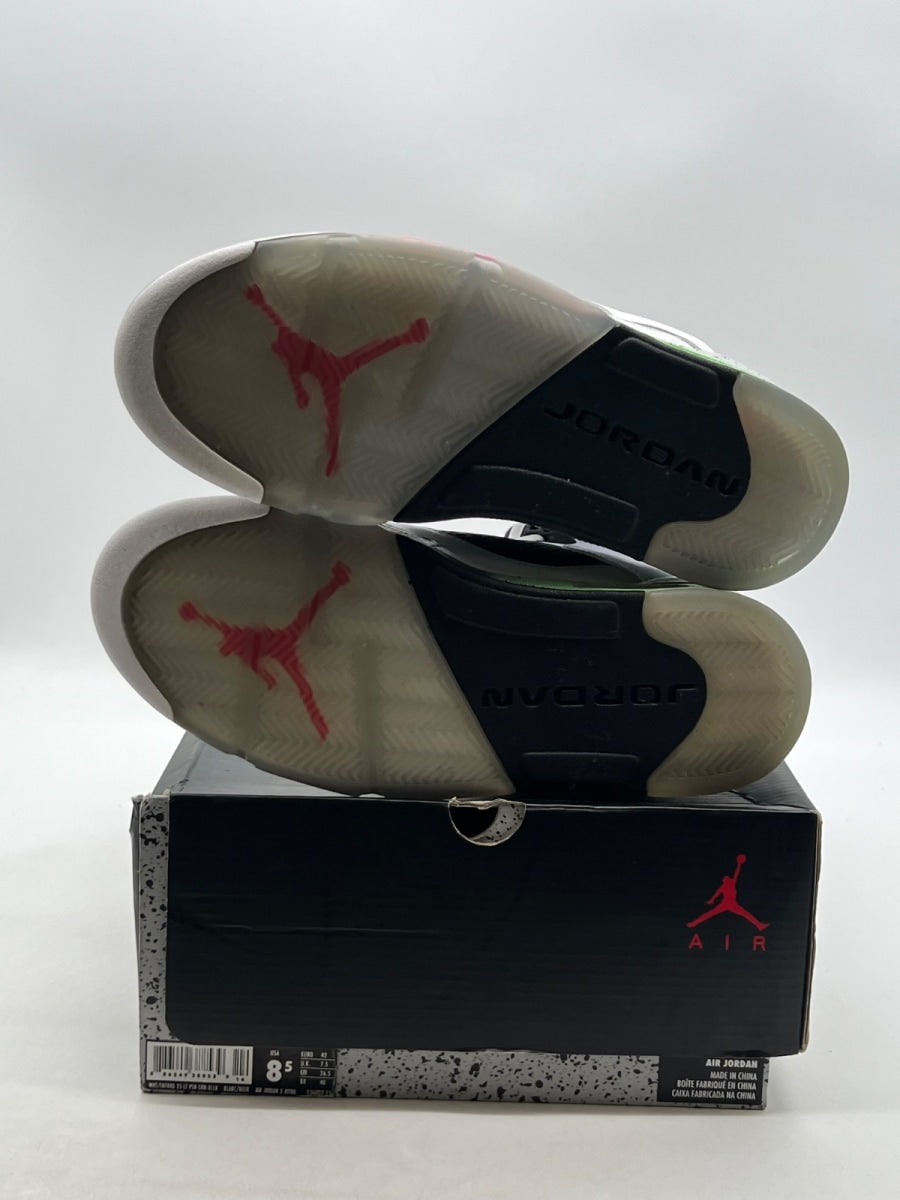 Jordan 5 Retro Poison Green 8.5 (Moderately Worn Pre-Owned)JordanWhite/Infrared 23-Light Poison Green-Black - Image 8