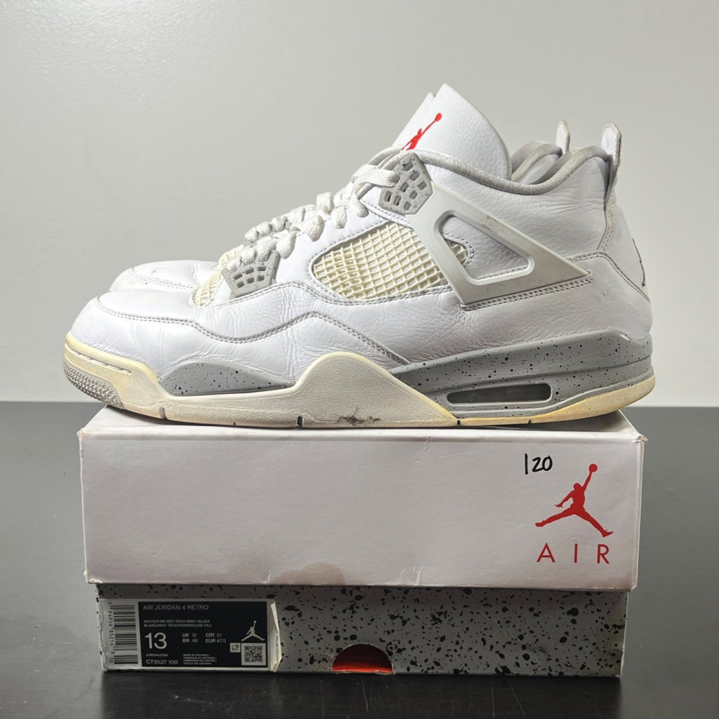 Jordan 4 Retro White Oreo (2021) 13 (Heavily Worn Pre-Owned)JordanWhite/Tech Grey-Black-Fire Red - Image 3