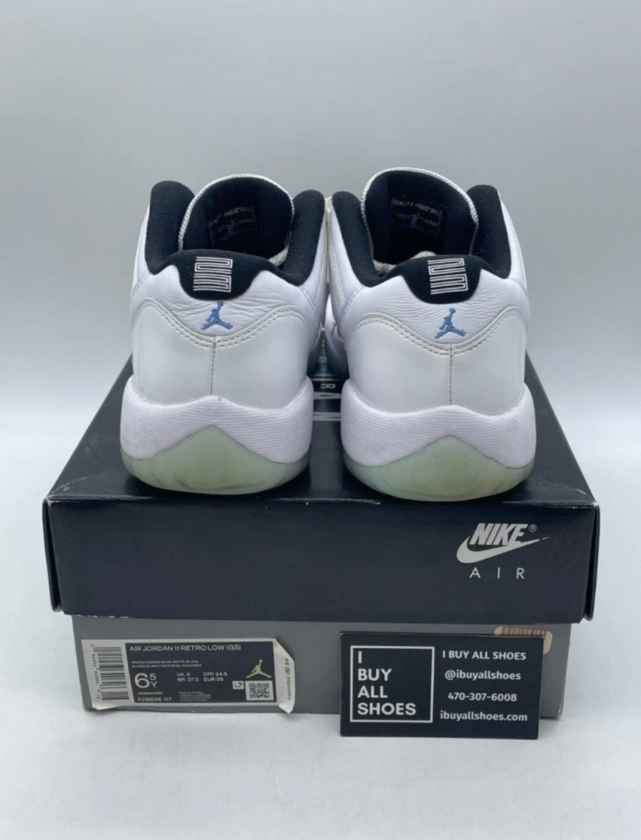 Jordan 11 Retro Low Legend Blue (GS) 6Y (Lightly Worn Pre-Owned)JordanWhite/White-Black-Legend Blue - Image 3