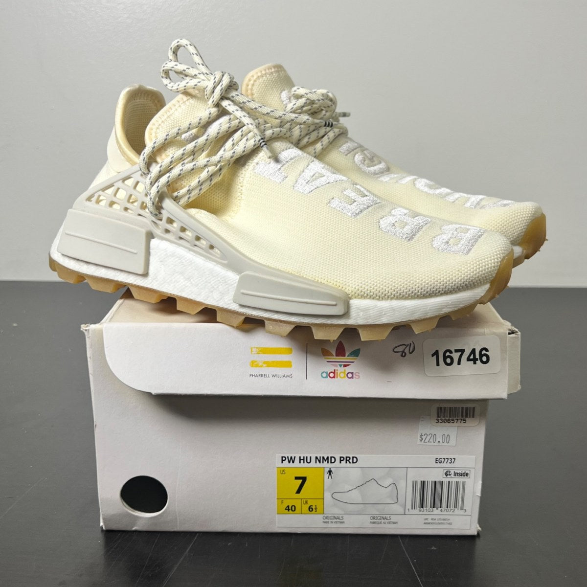 adidas NMD Hu Trail Pharrell Now Is Her Time Cream White 7 (Lightly Worn Pre-Owned)adidasCream White/Raw White/Gum Three - Image 1