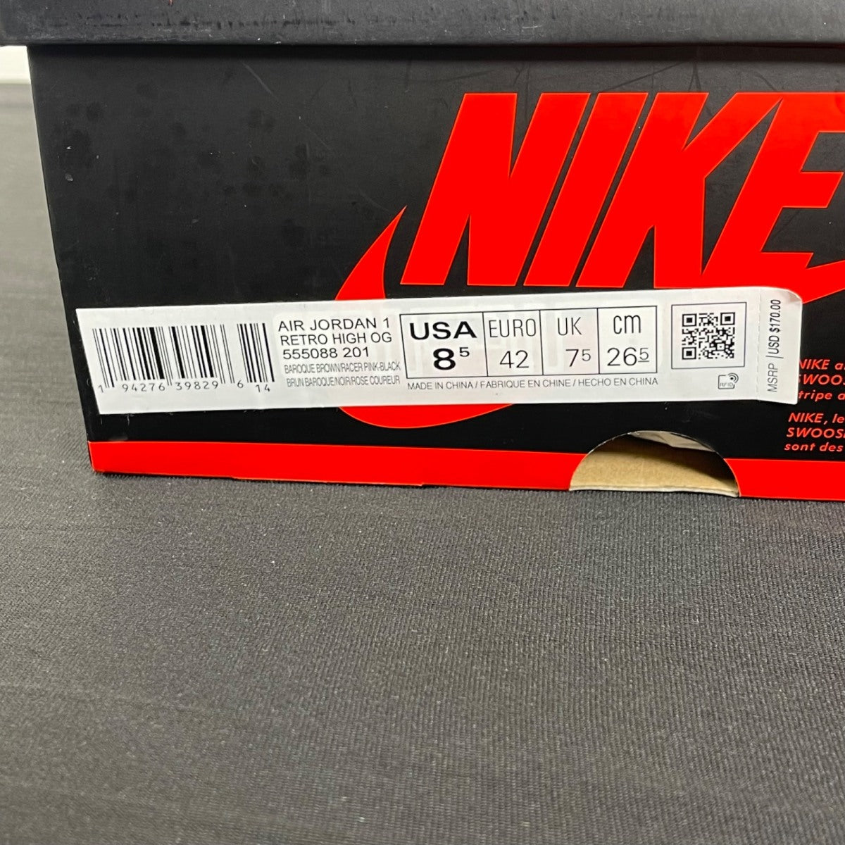 Jordan 1 Retro High Tokyo Bio Hack 8.5 (Moderately Worn Pre-Owned)JordanBaroque Brown/Black-Laser Orange-Racer Pink - Image 7
