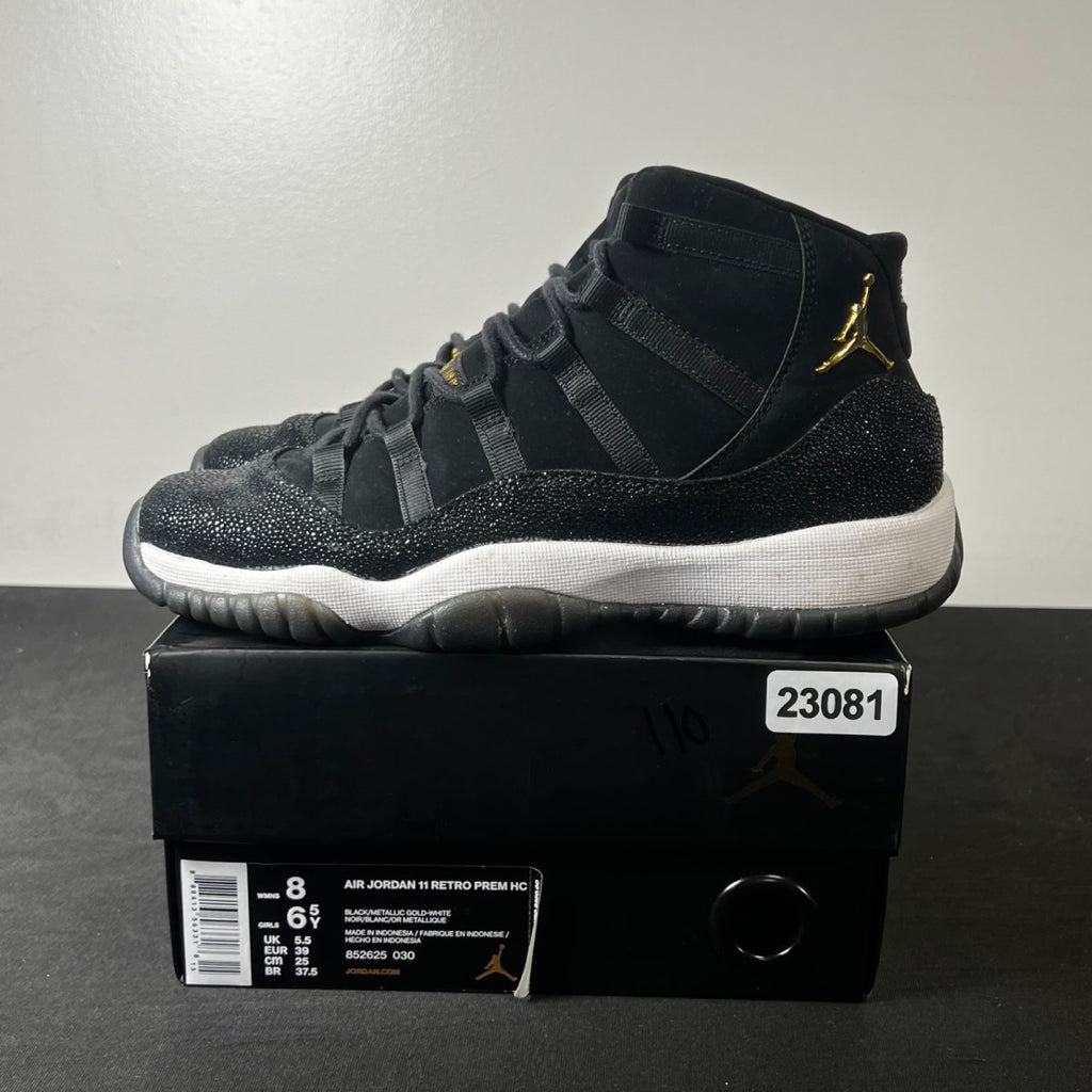 Jordan 11 Retro Heiress Black Stingray (GS) 8Y (Moderately Worn Pre-Owned)JordanBlack/Metallic Gold-White-Infrared 23 - Image 3