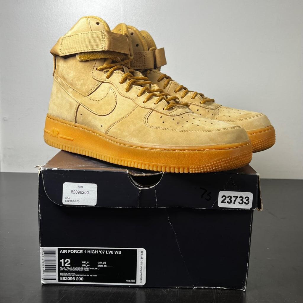 Nike Air Force 1 High Flax (2018) 12 (Moderately Worn Pre-Owned)NikeFlax/Flax-Outdoor Green-Gum Light Brown - Image 1