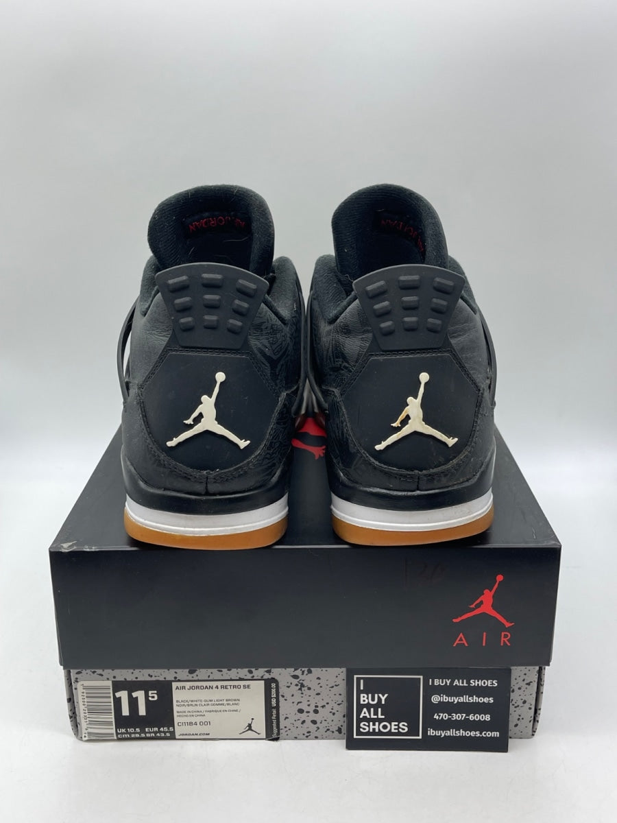 Jordan 4 Retro Laser Black Gum 11.5 (Moderately Worn Pre-Owned) - Image 3