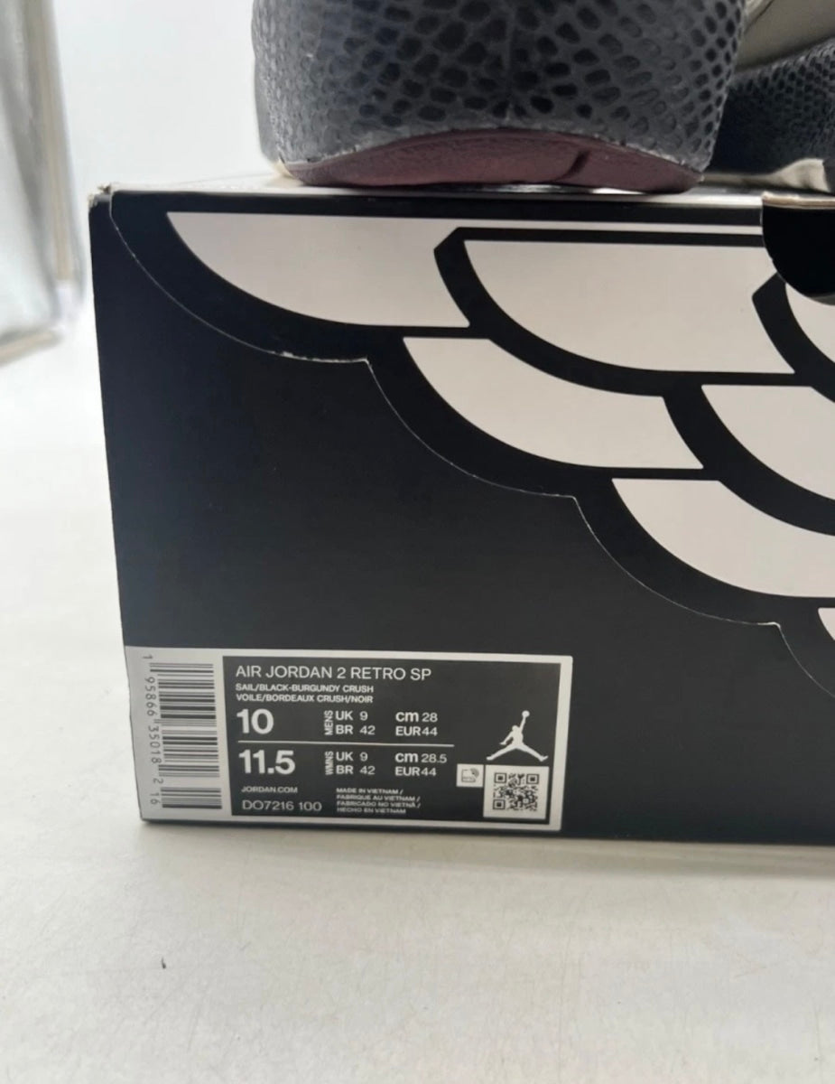 Jordan 2 Retro A Ma Maniére Airness 10 (Moderately Worn Pre-Owned)JordanSail/Black-Burgundy Crush - Image 4