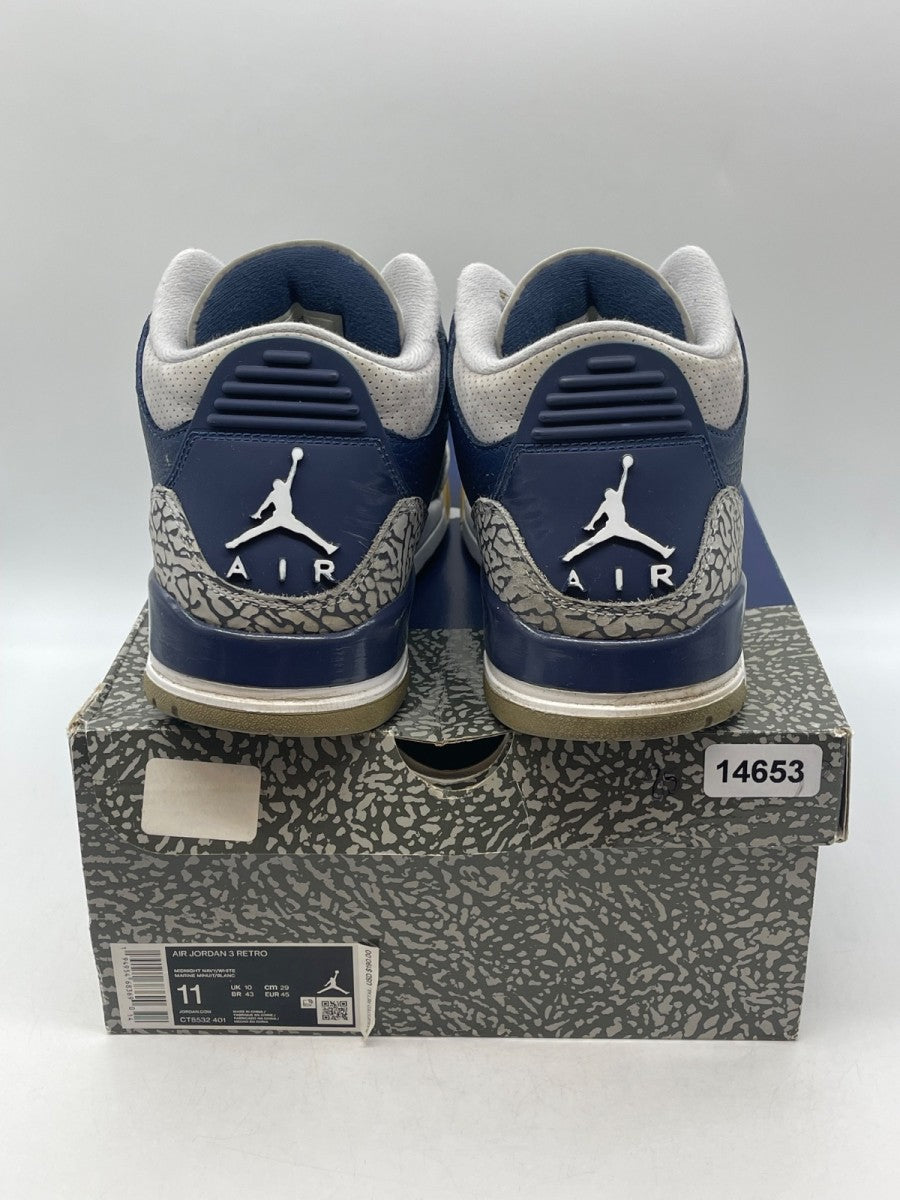 Jordan 3 Retro Georgetown (2021) 11 (Moderately Worn Pre-Owned)JordanMidnight Navy/Cement Grey-White - Image 3