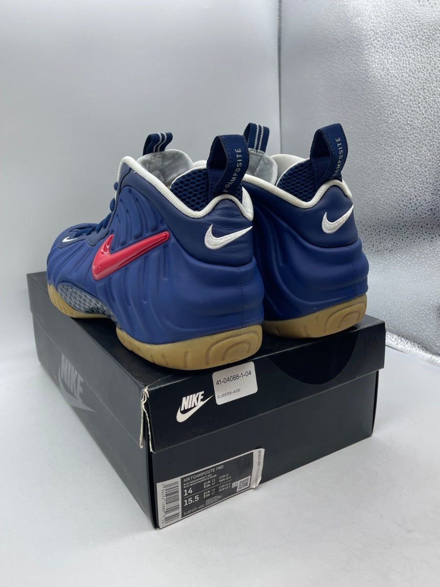 Nike Air Foamposite Pro Blue Void University Red 14 (Moderately Worn Pre-Owned) - Image 4