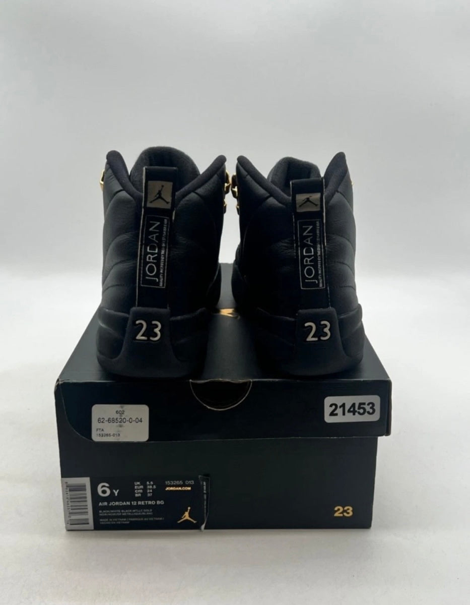 Jordan 12 Retro The Master (GS) 6Y (Moderately Worn Pre-Owned)JordanBlack/Rattan-White-Metallic Gold - Image 6