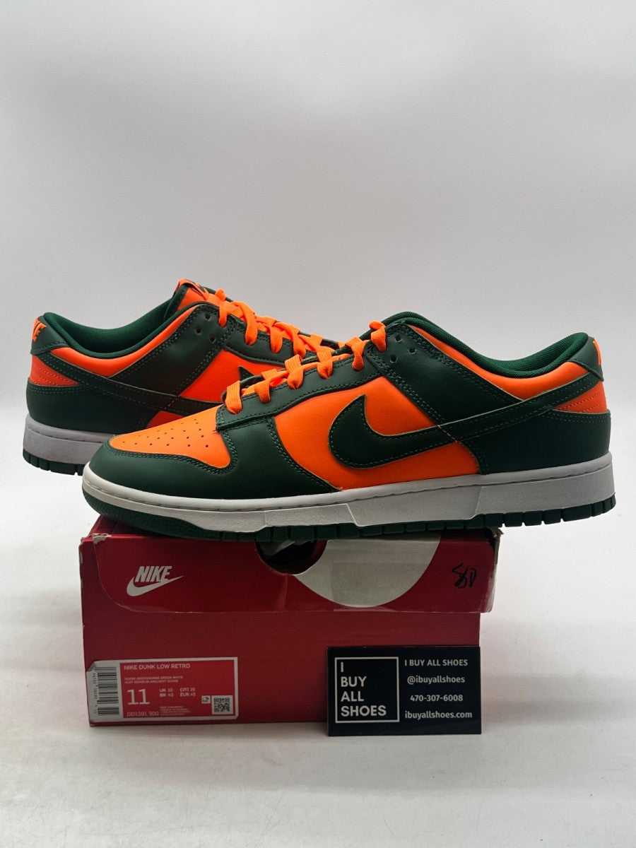 Nike Dunk Low Retro Miami Hurricanes 11 (Lightly Worn Pre-Owned) - Image 1