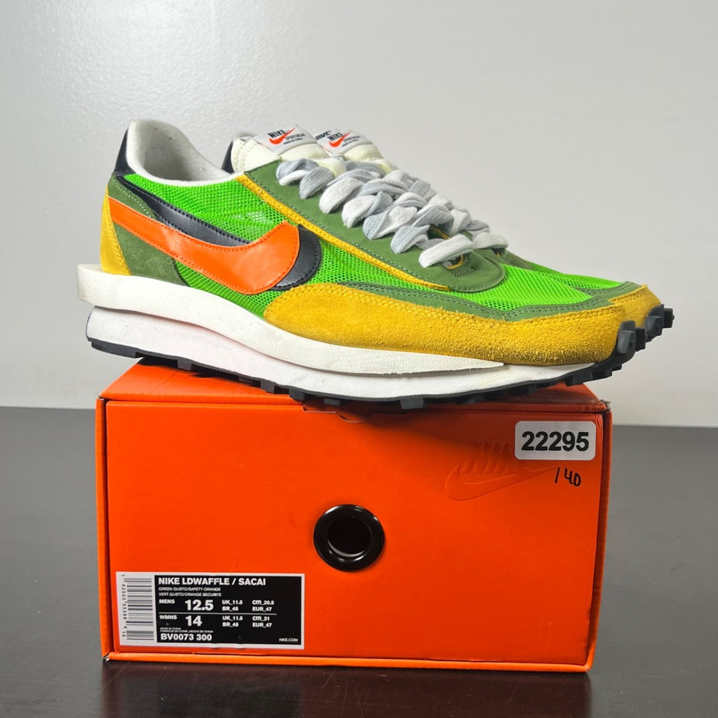 Nike LD Waffle sacai Green Gusto 12.5 (Lightly Worn Pre-Owned)NikeGreen Gusto/Black-Varsity Maize-Safety Orange - Image 1