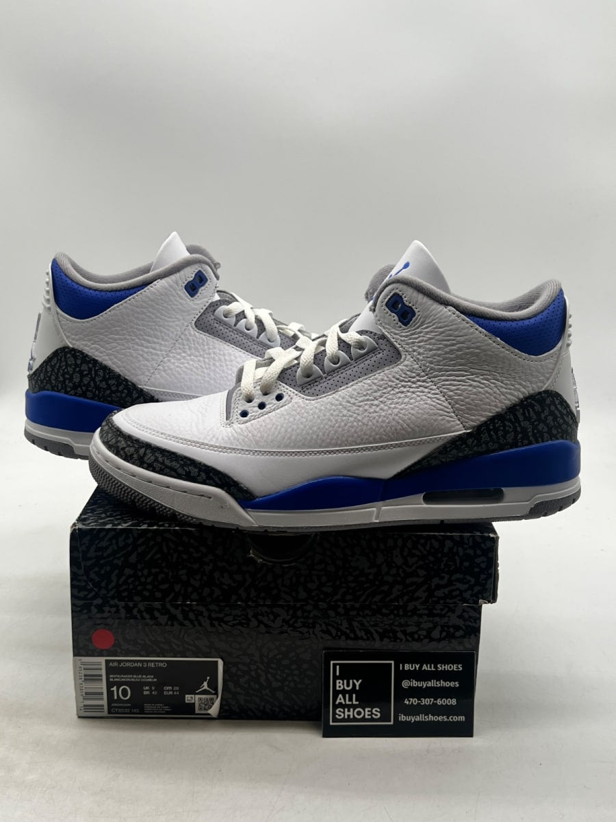 Jordan 3 Retro Racer Blue 10 (Lightly Worn Pre-Owned) - Image 1